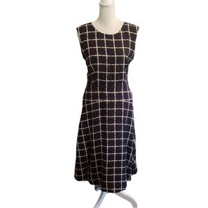 J. Crew twill silk windowpane print sleeveless midi dress size 2